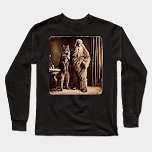 Christmas cat Bigfoot Long Sleeve T-Shirt